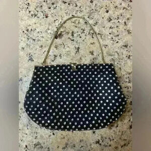 LA REGALE Vintage Black Diamond Beaded Clutch
